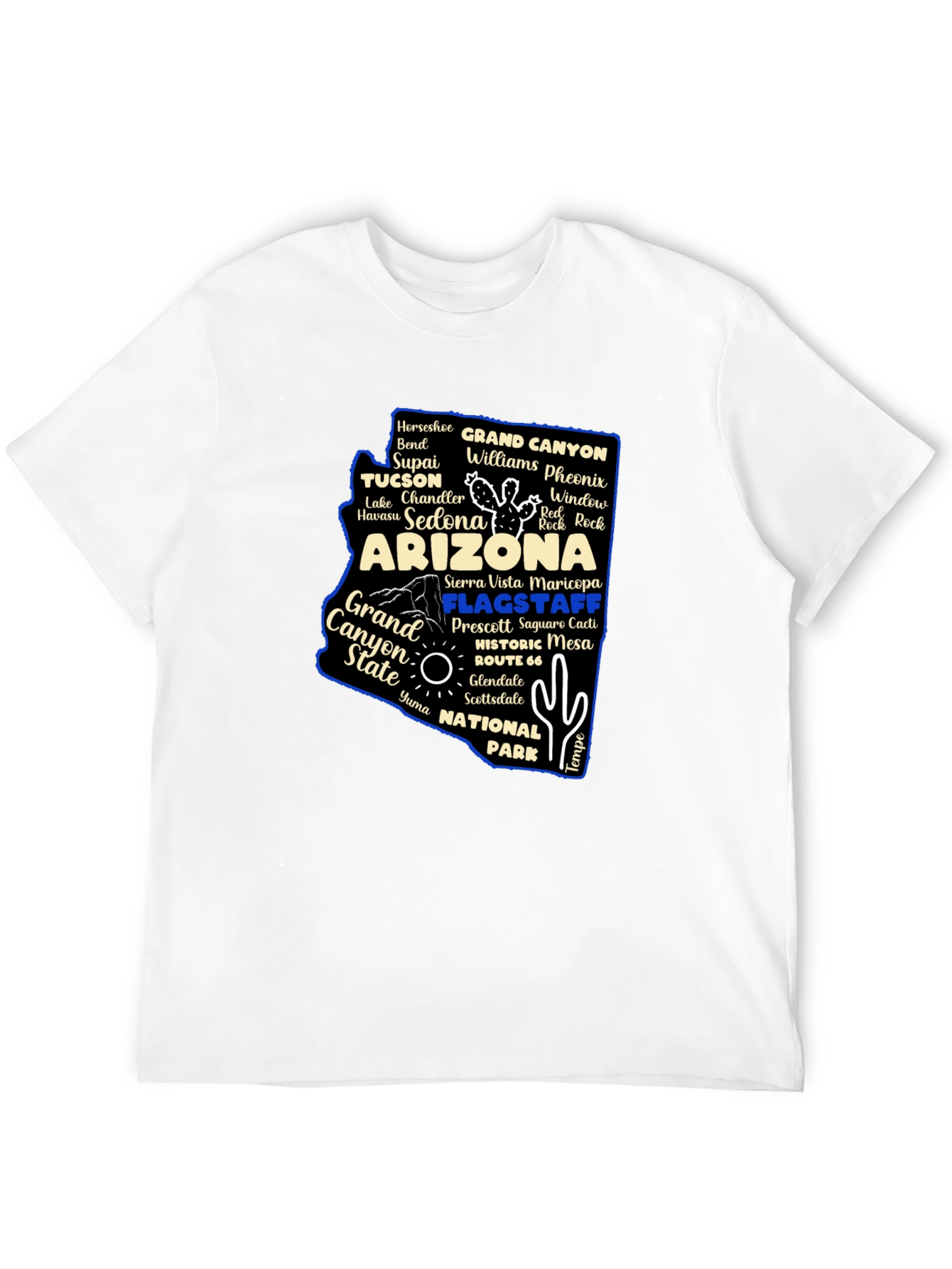 Camiseta Arizona Mapa Nombres Ciudades para Hombre