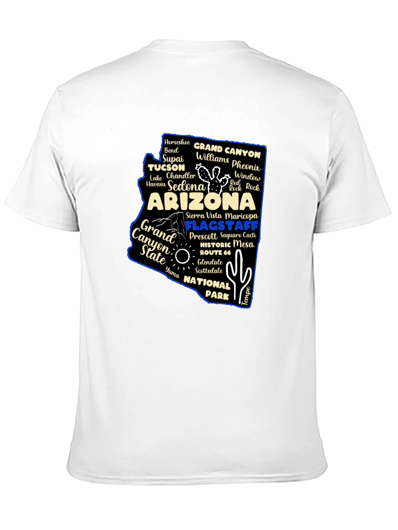 Camiseta Arizona Mapa Nombres Ciudades para Hombre