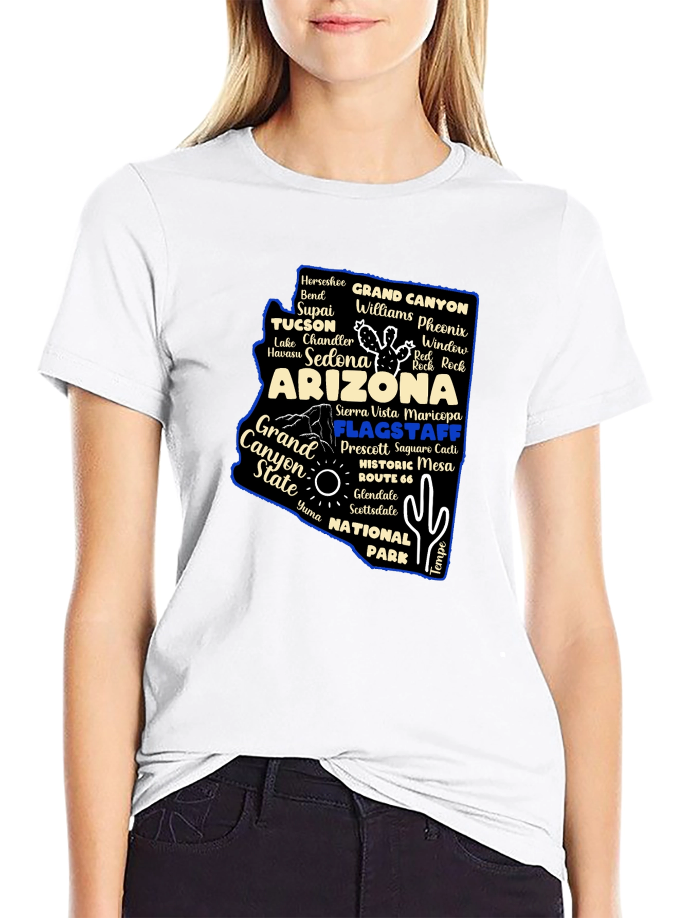 Camiseta Arizona Mapa Nombres Ciudades para Hombre
