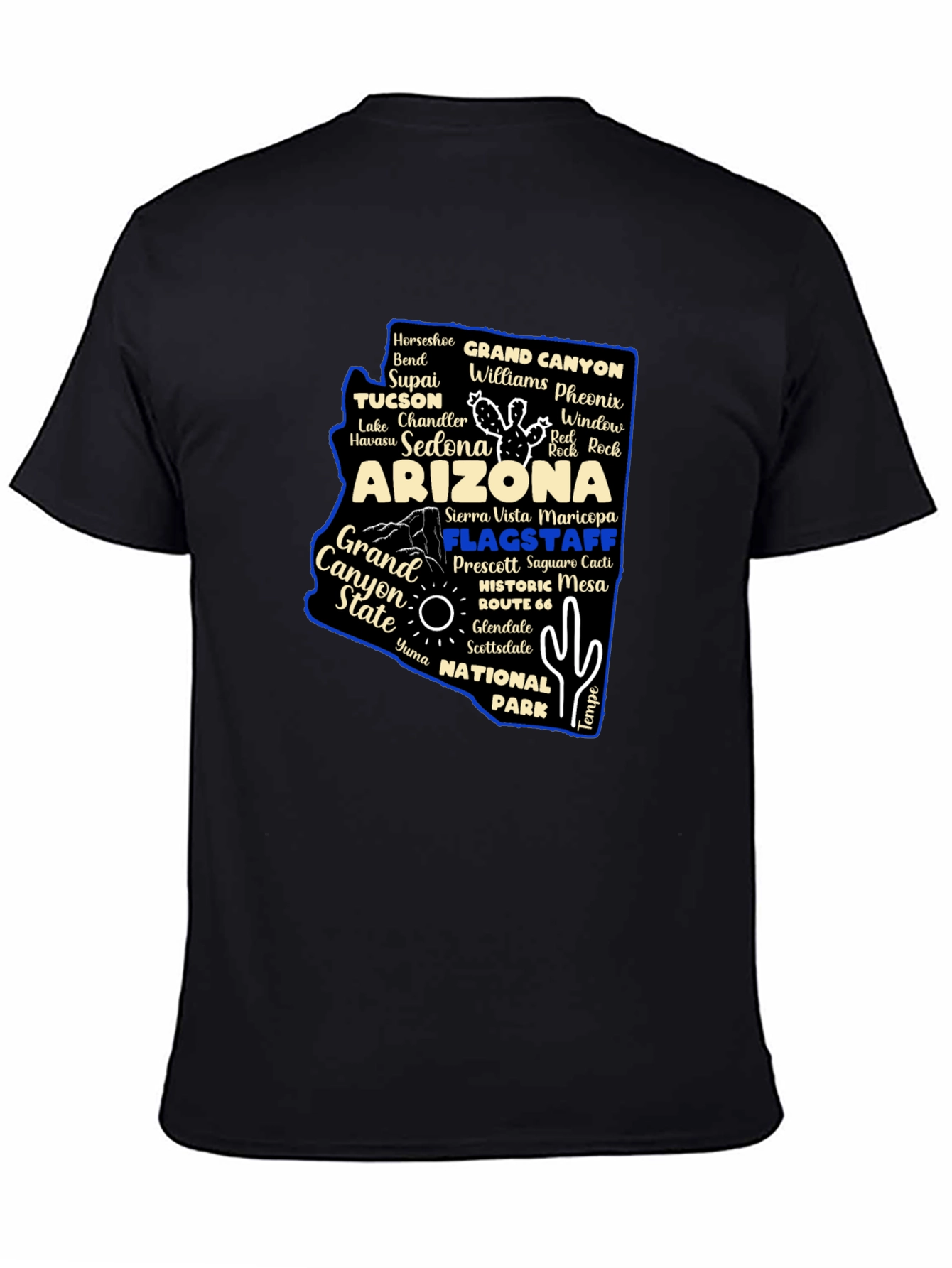 Camiseta Arizona Mapa Nombres Ciudades para Hombre