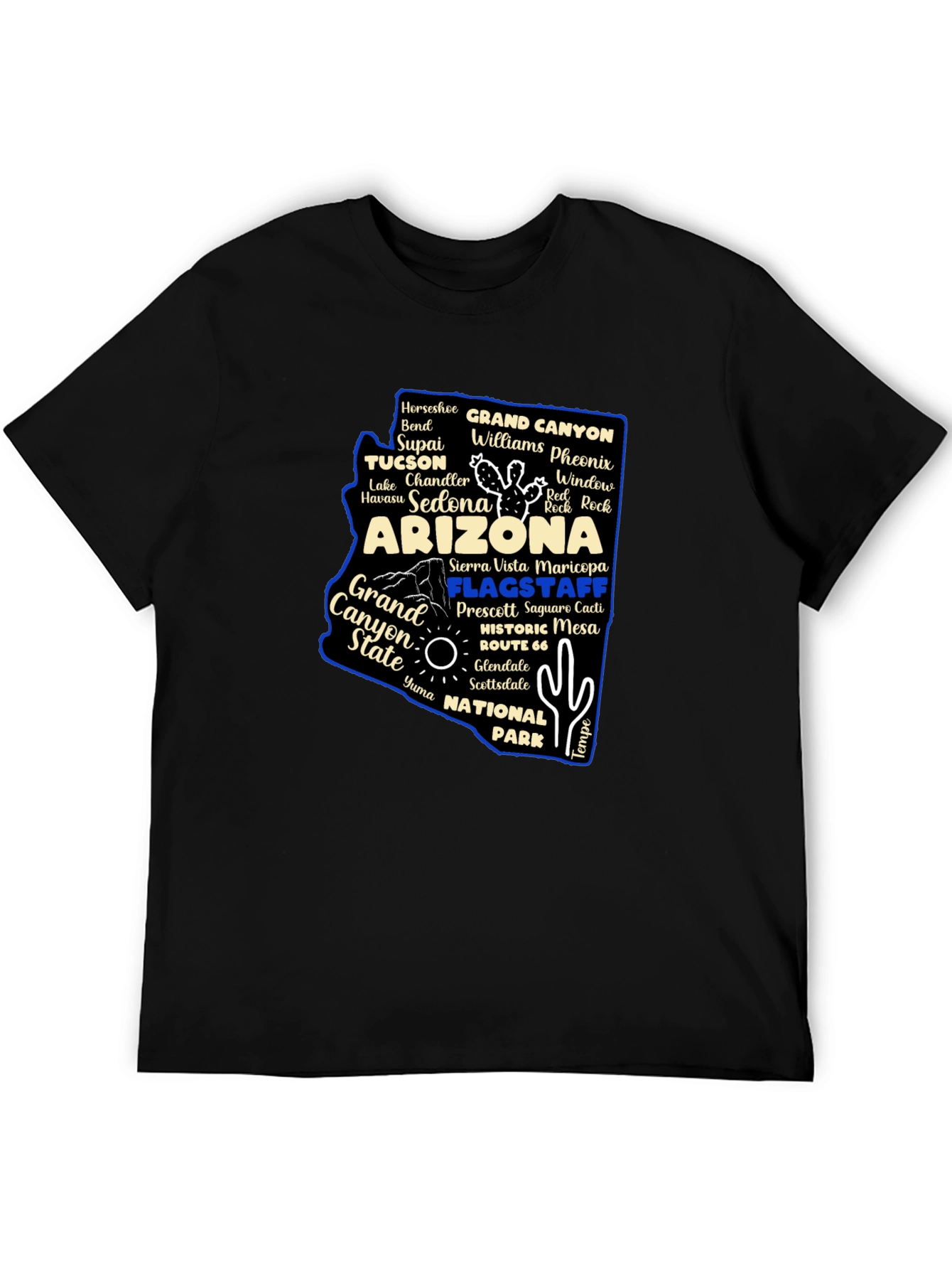 Camiseta Arizona Mapa Nombres Ciudades para Hombre