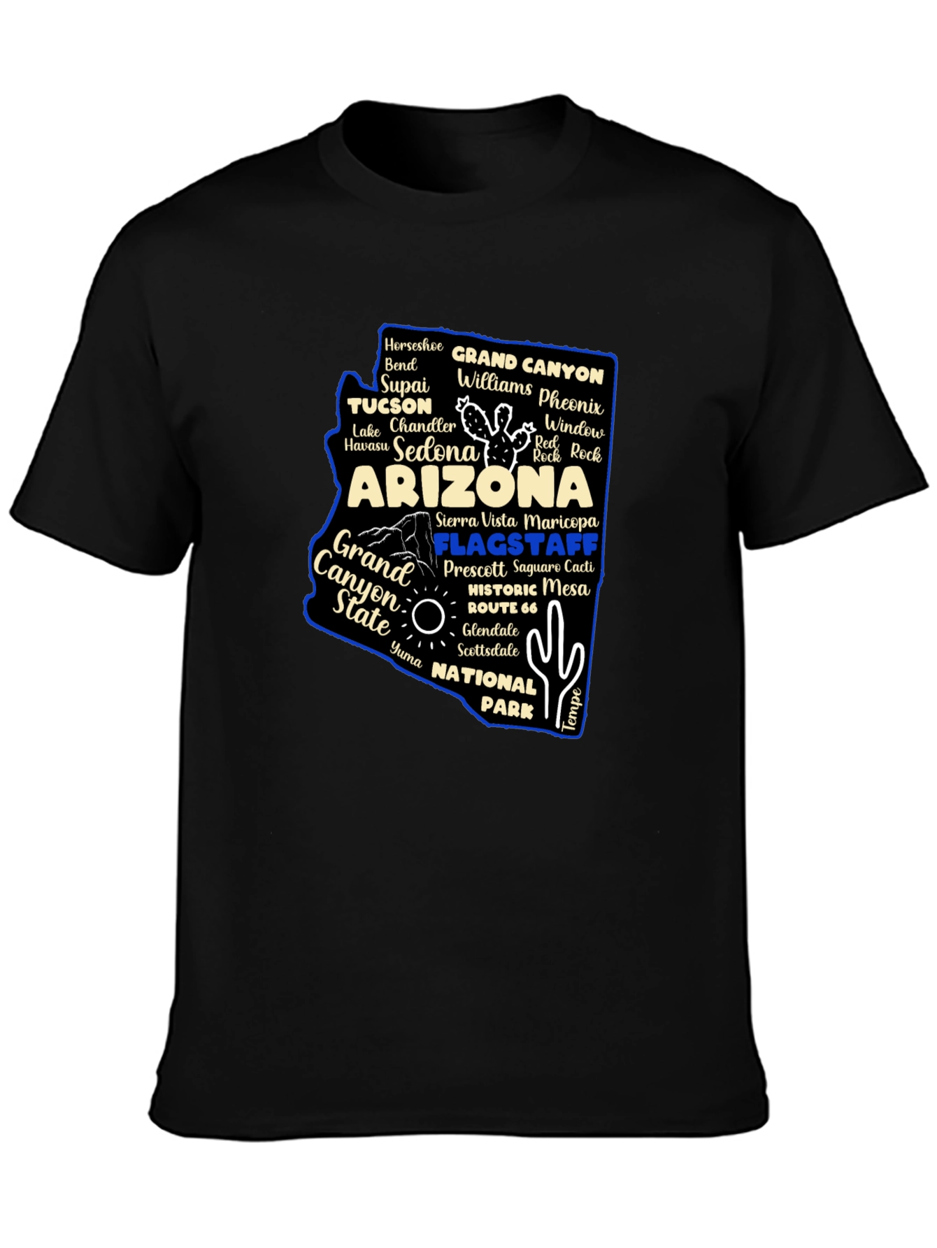 Camiseta Arizona Mapa Nombres Ciudades para Hombre