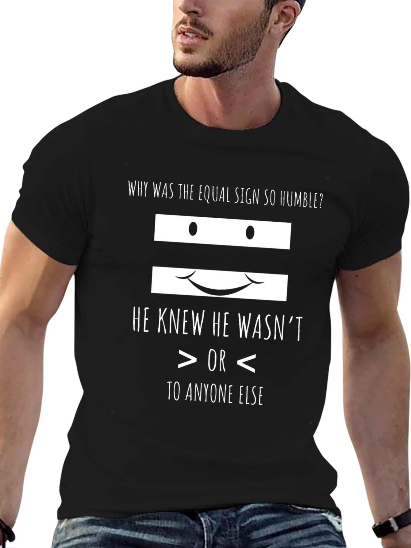 Camiseta Negra con Diseño Humorístico de Signo Igual