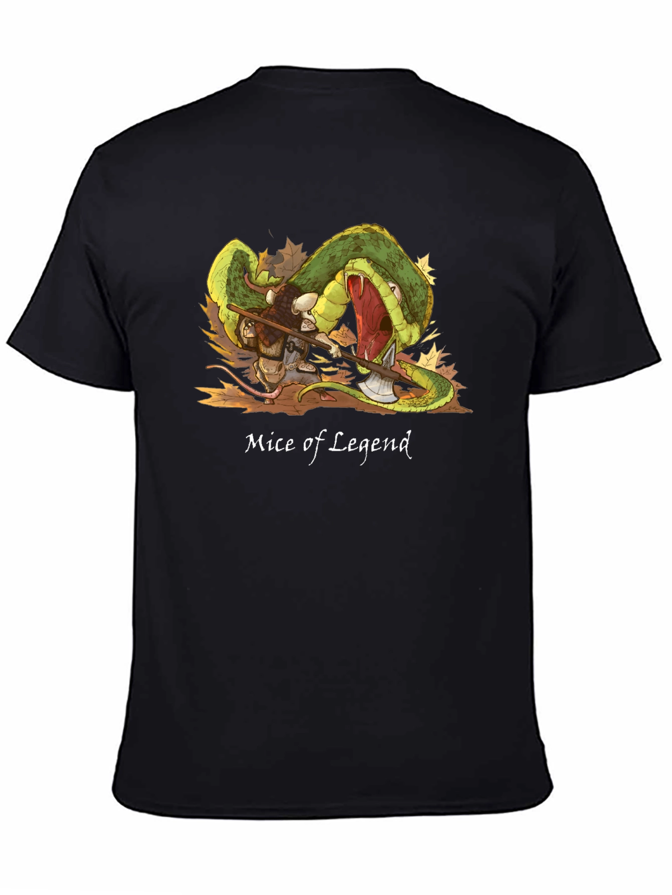Camiseta Negra Mice of Legend - Diseño Ratón Guerrero