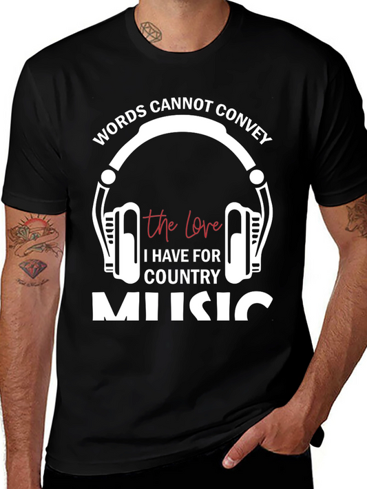 Camiseta Negra con Diseño Musical Country
