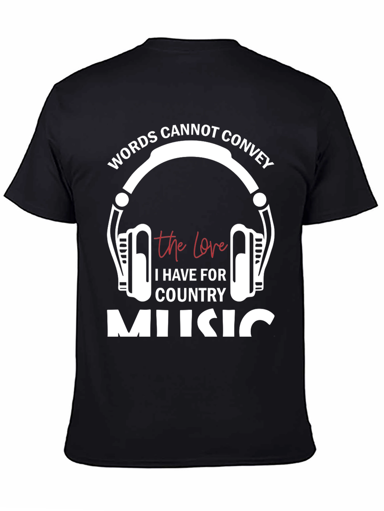 Camiseta Negra con Diseño Musical Country