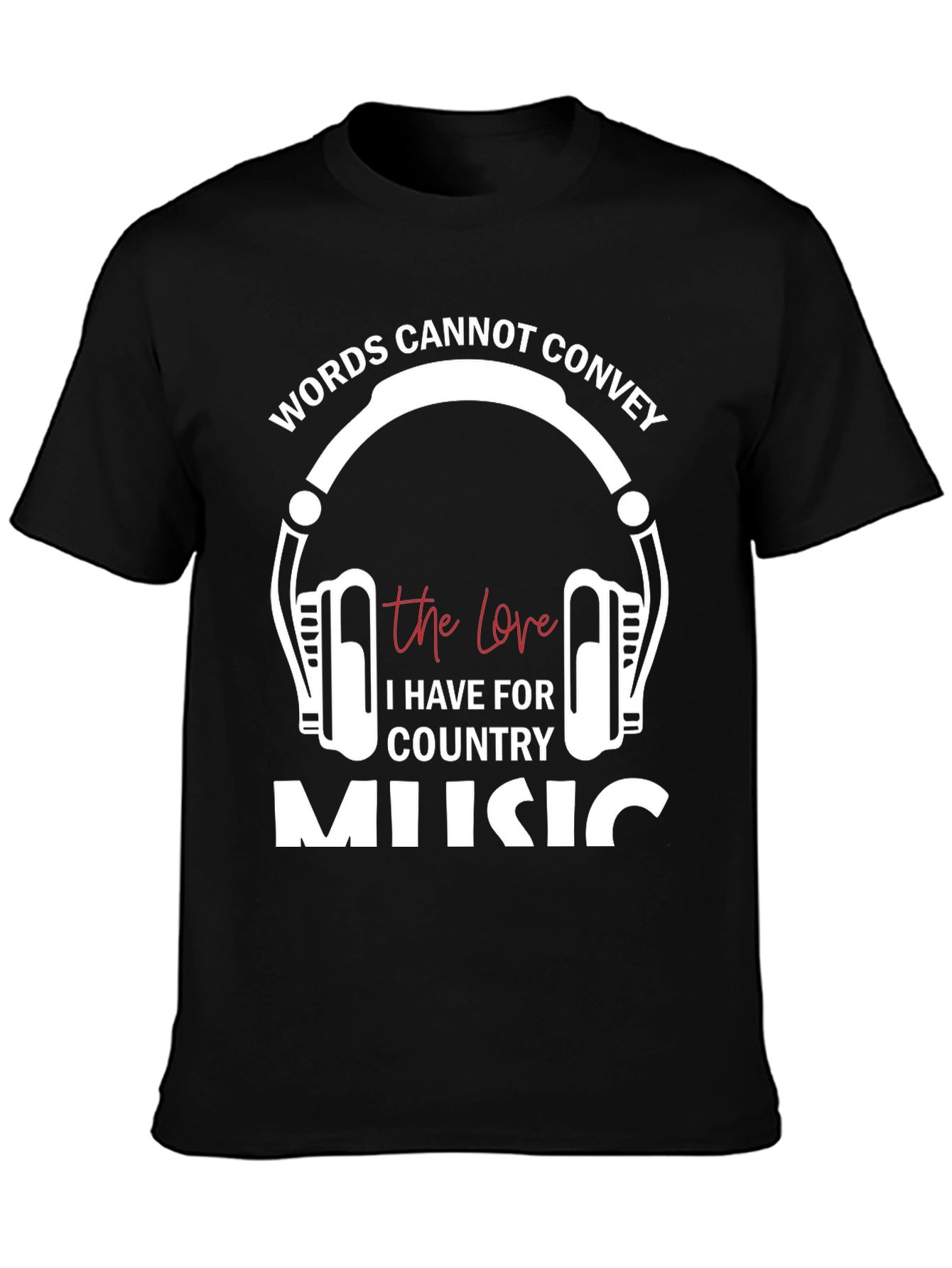 Camiseta Negra con Diseño Musical Country