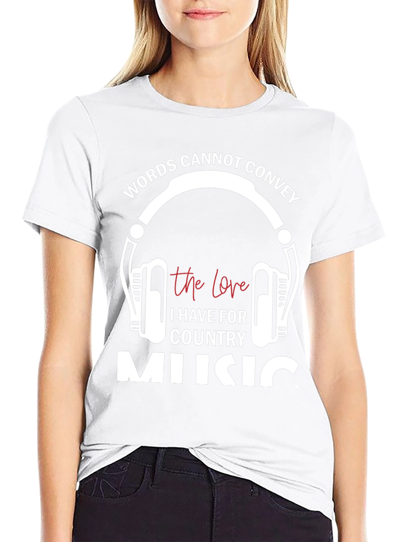 Camiseta Negra con Diseño Musical Country