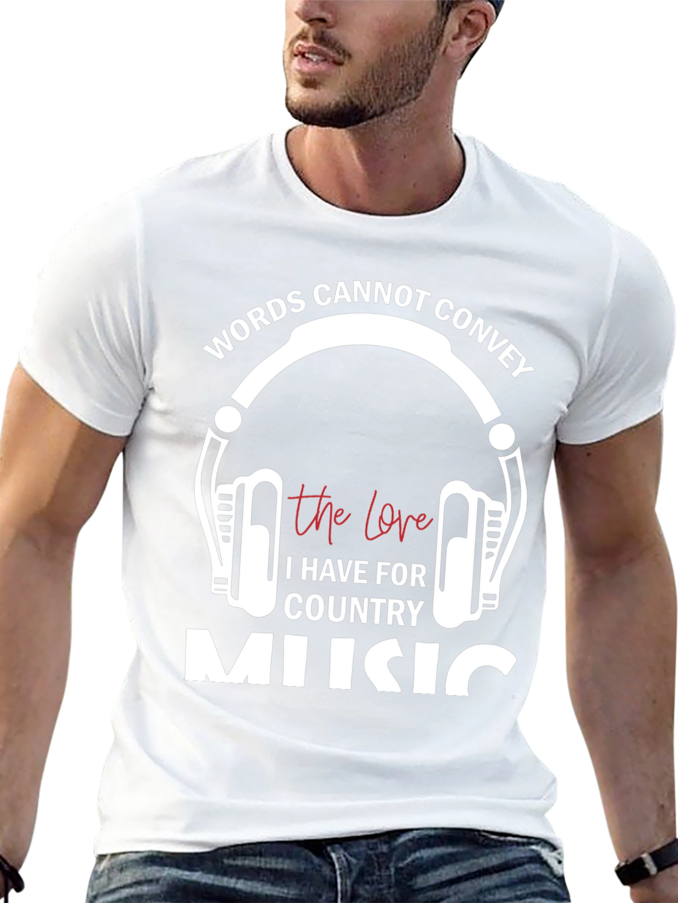 Camiseta Negra con Diseño Musical Country