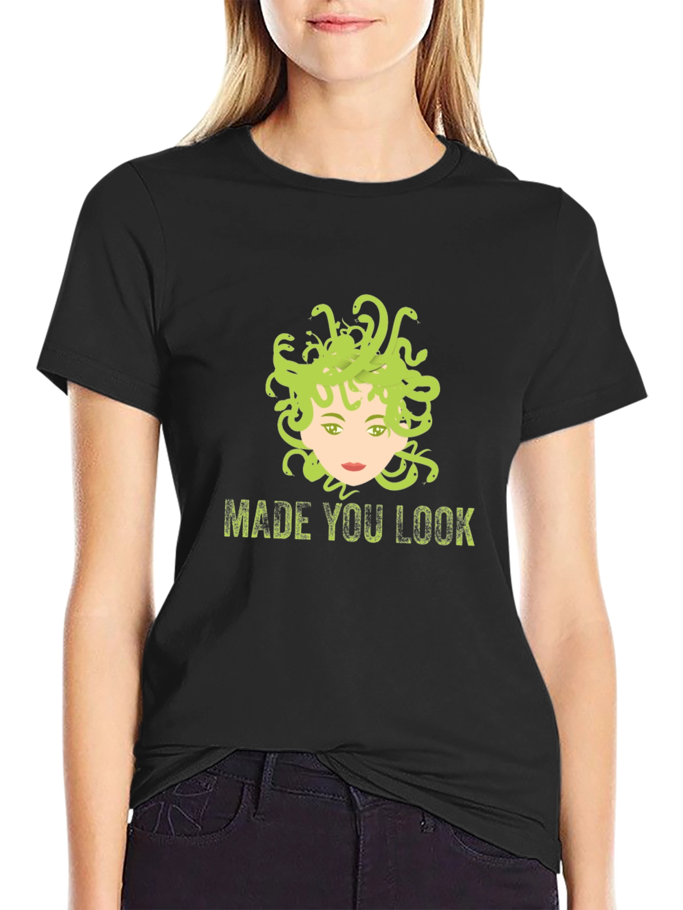 Camiseta Negra Medusa Te Hice Mirar