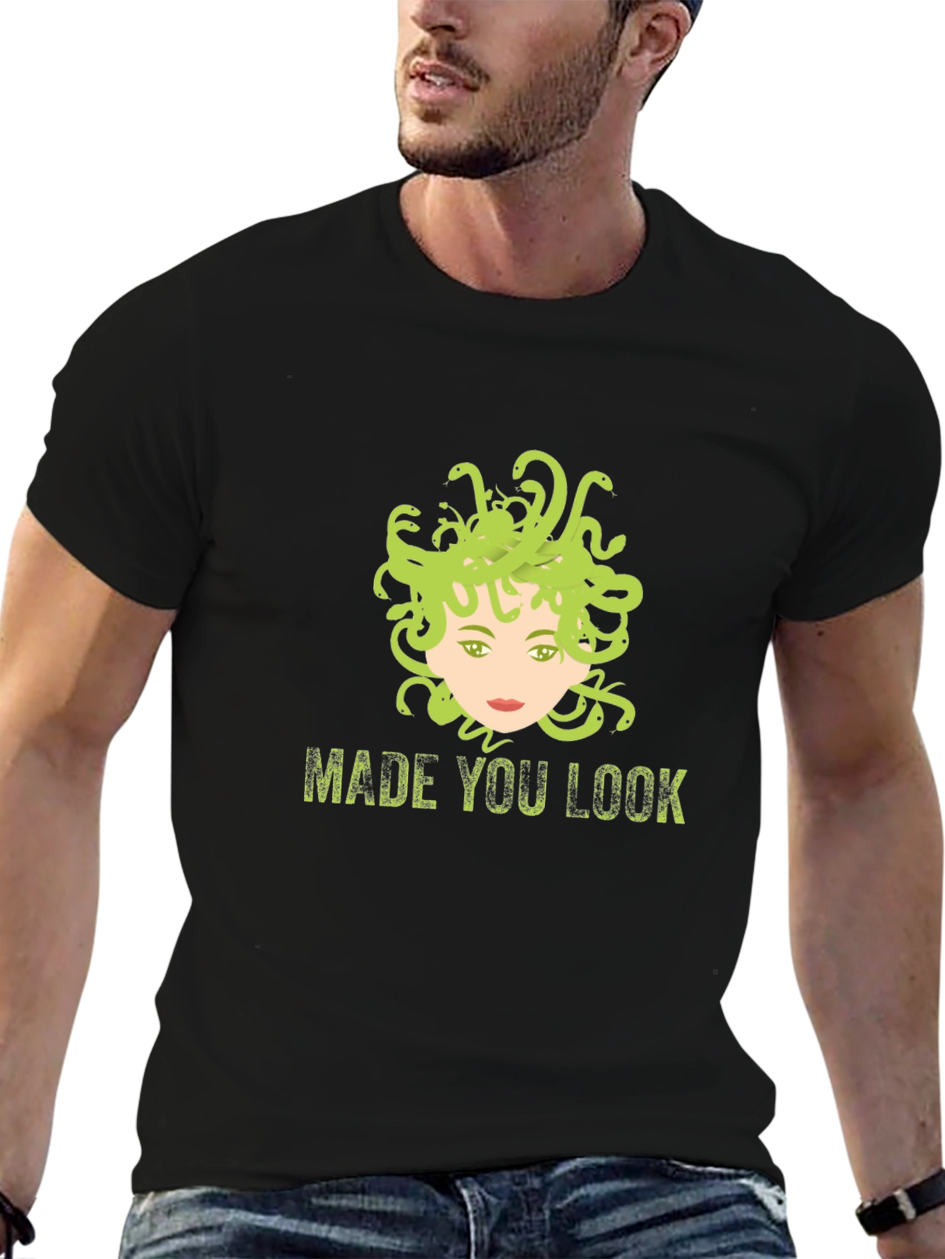 Camiseta Negra Medusa Te Hice Mirar