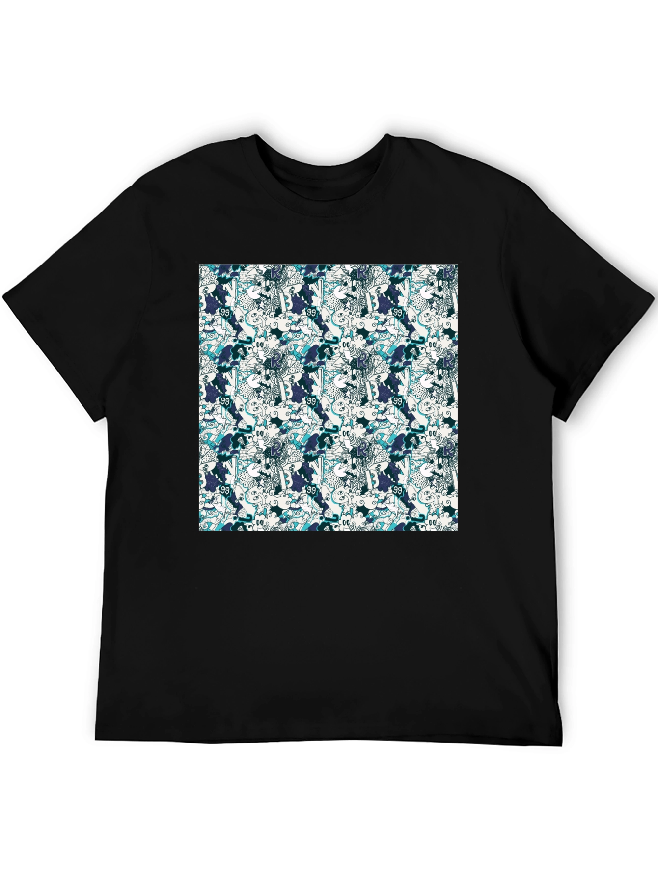 Camiseta Negra Estampada para Hombre