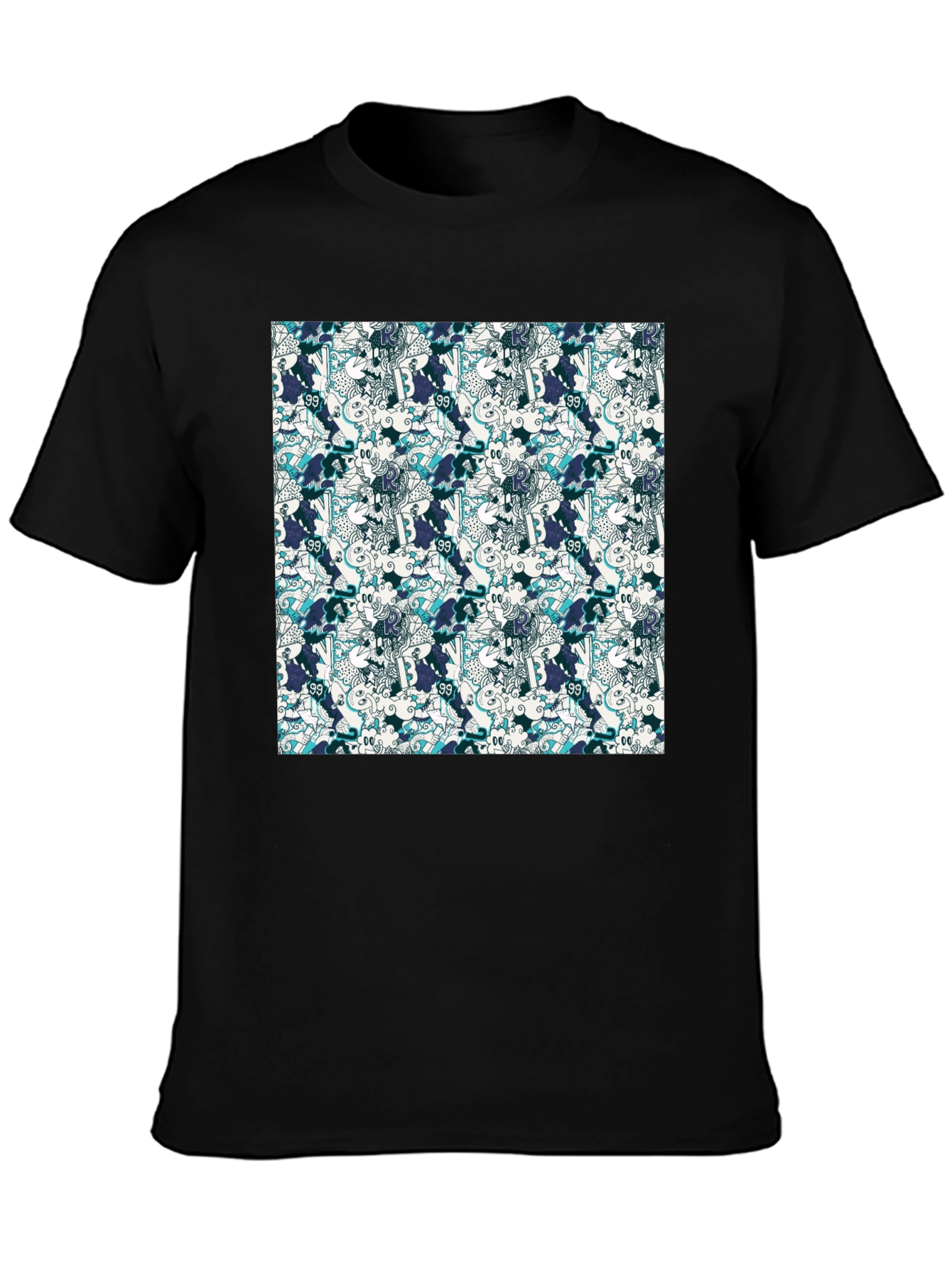 Camiseta Negra Estampada para Hombre