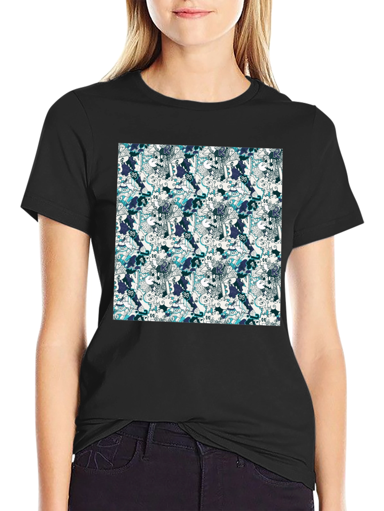 Camiseta Negra Estampada para Hombre
