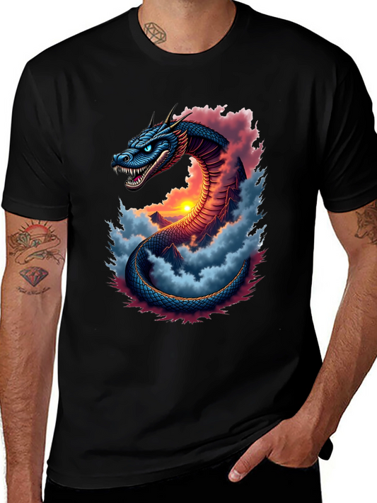Camiseta Negra Dragón Serpiente Mística