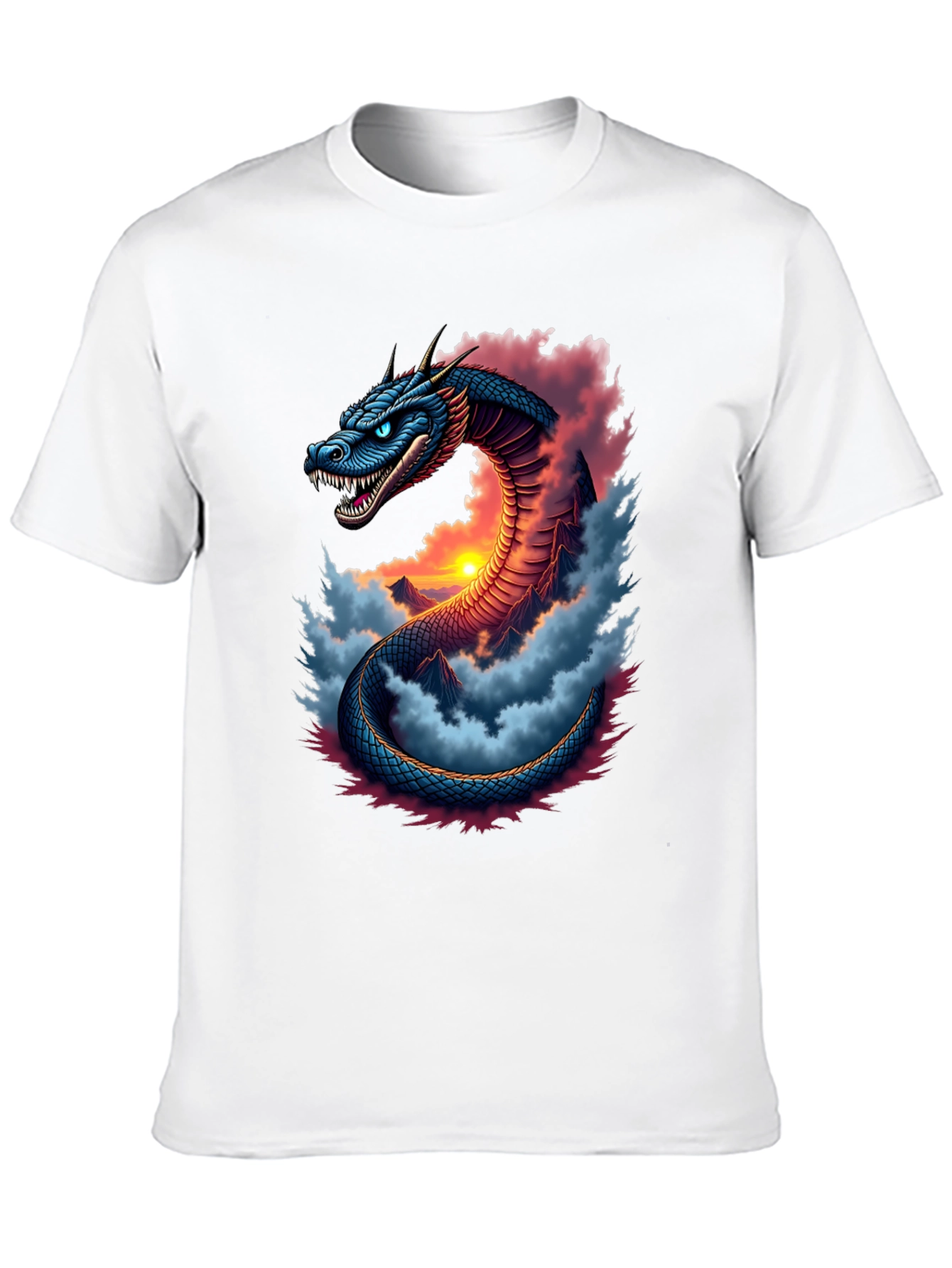 Camiseta Negra Dragón Serpiente Mística