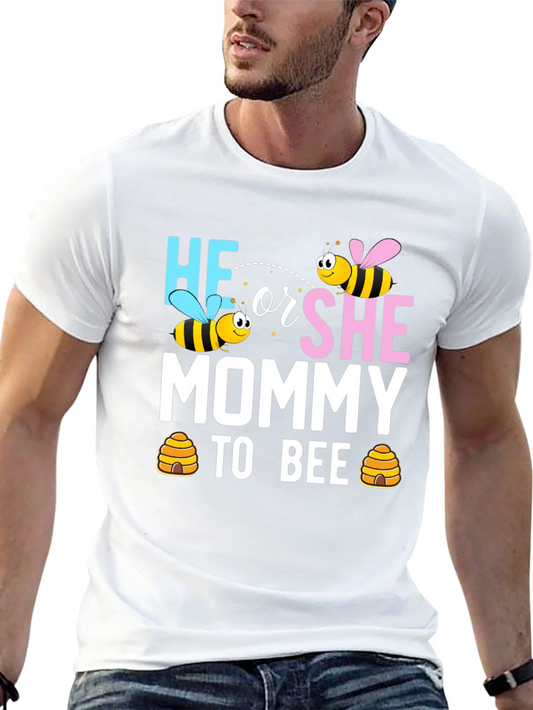 Camiseta Negra de Revelación de Género: He o She Mommy to Bee