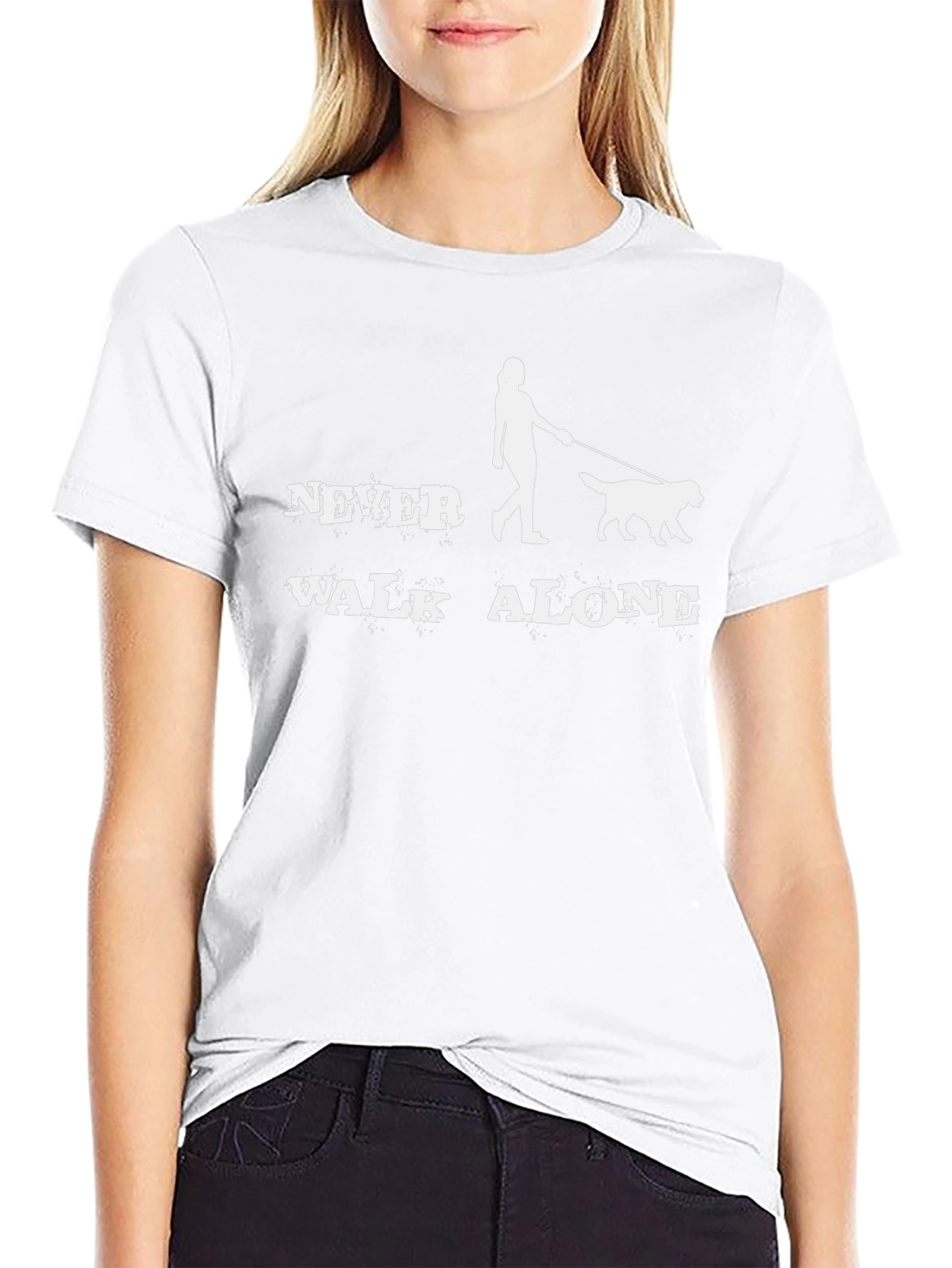 Camiseta Negra Never Walk Alone para Amantes de Perros