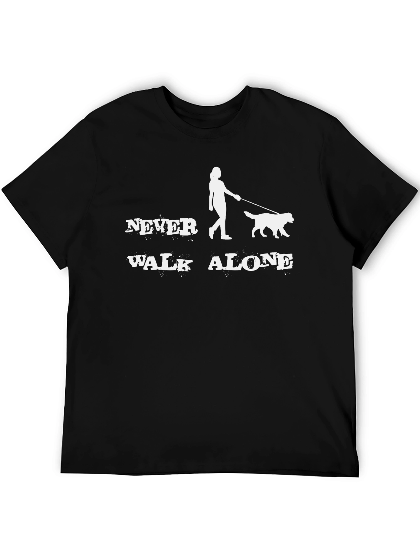 Camiseta Negra Never Walk Alone para Amantes de Perros