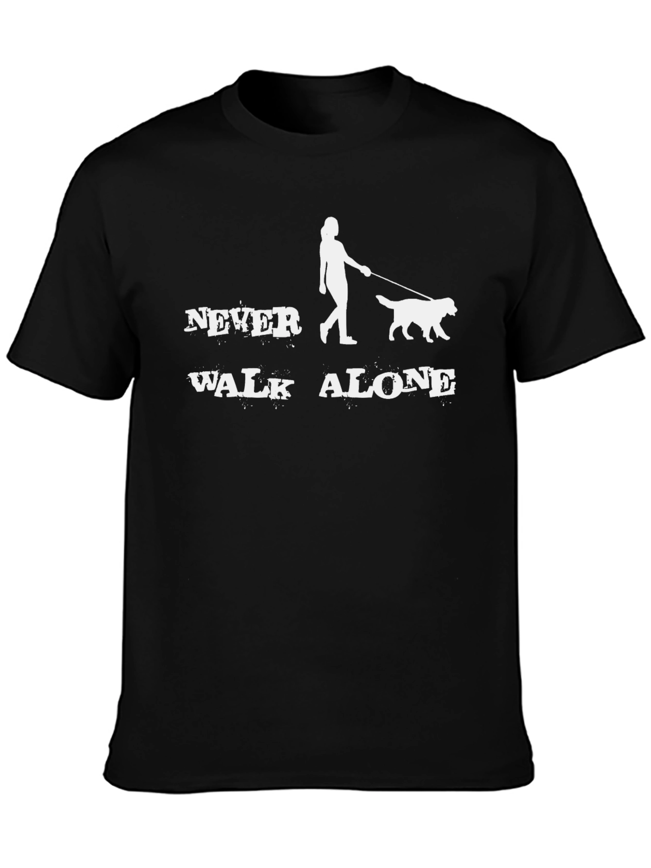 Camiseta Negra Never Walk Alone para Amantes de Perros