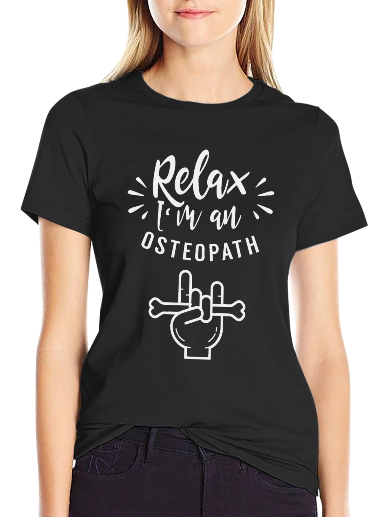 Camiseta Negra Relax Soy Osteópata con Diseño Divertido