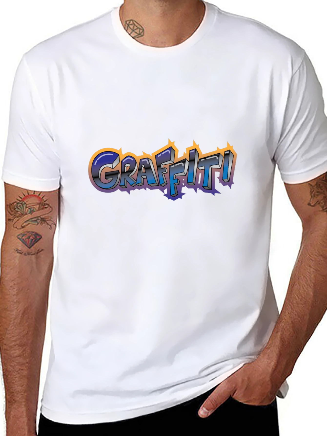 Camiseta Negra Estampada Graffiti