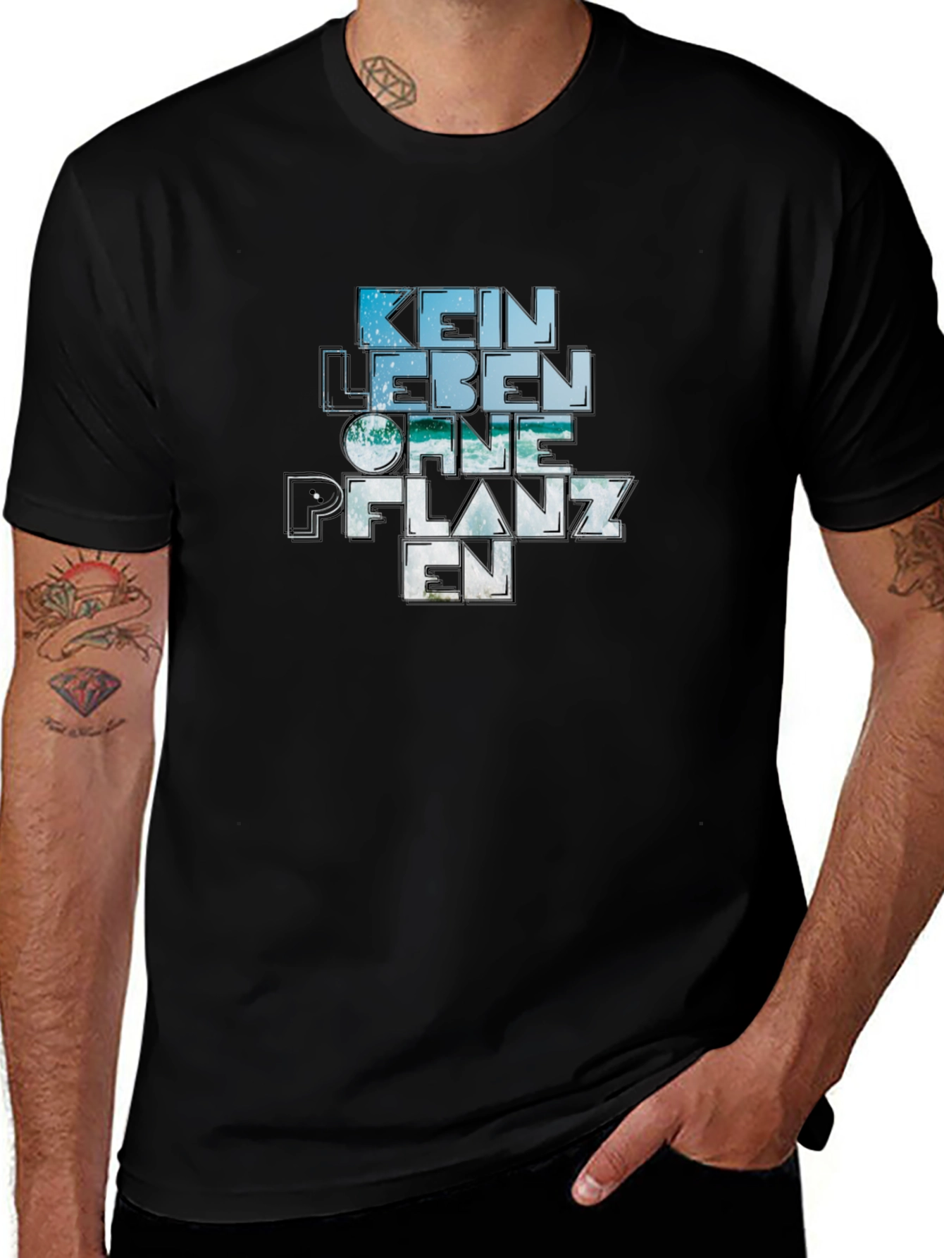 Camiseta Negra Kein Leben Ohne Pflanzen