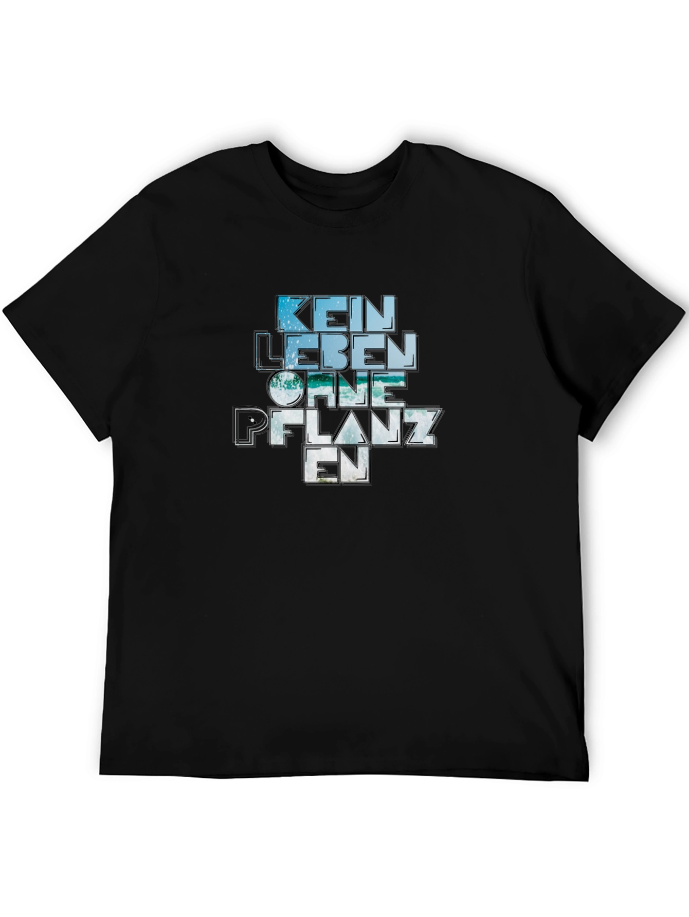 Camiseta Negra Kein Leben Ohne Pflanzen