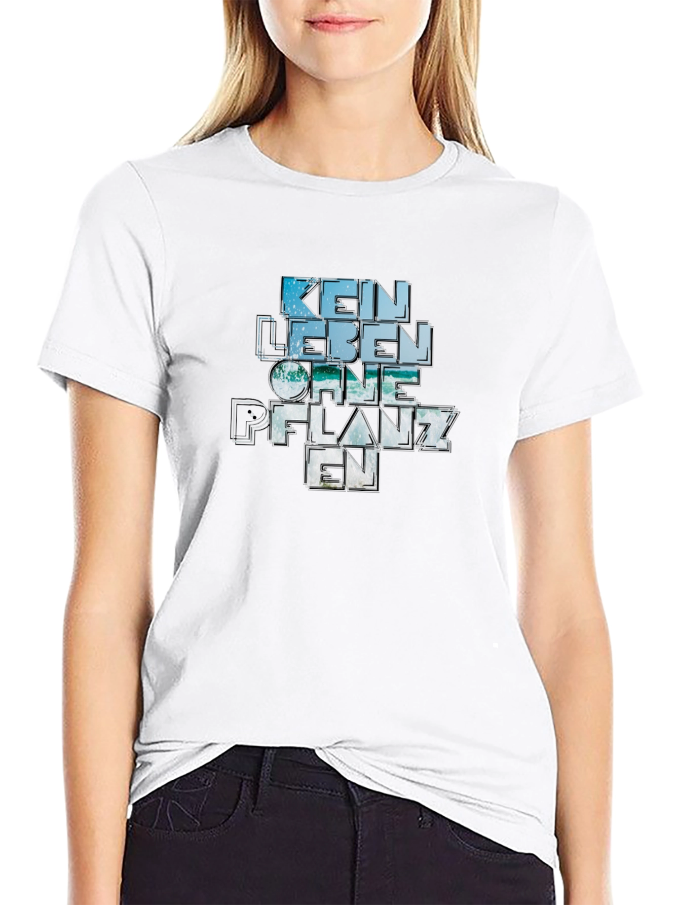 Camiseta Negra Kein Leben Ohne Pflanzen
