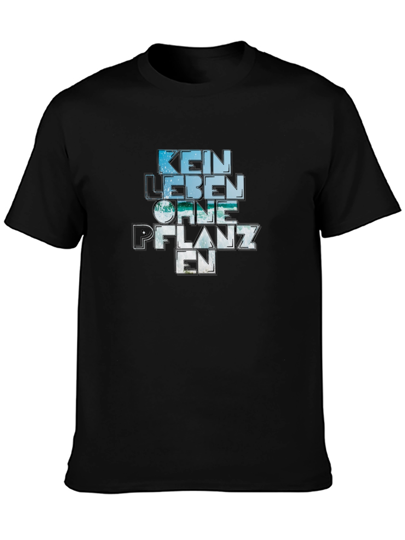 Camiseta Negra Kein Leben Ohne Pflanzen
