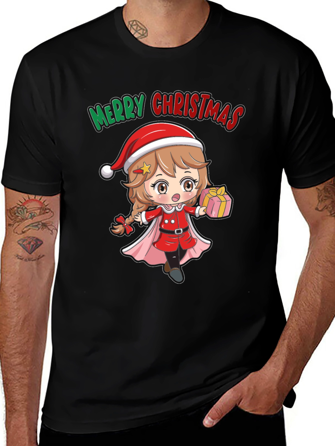 Camiseta Negra Navidad Anime