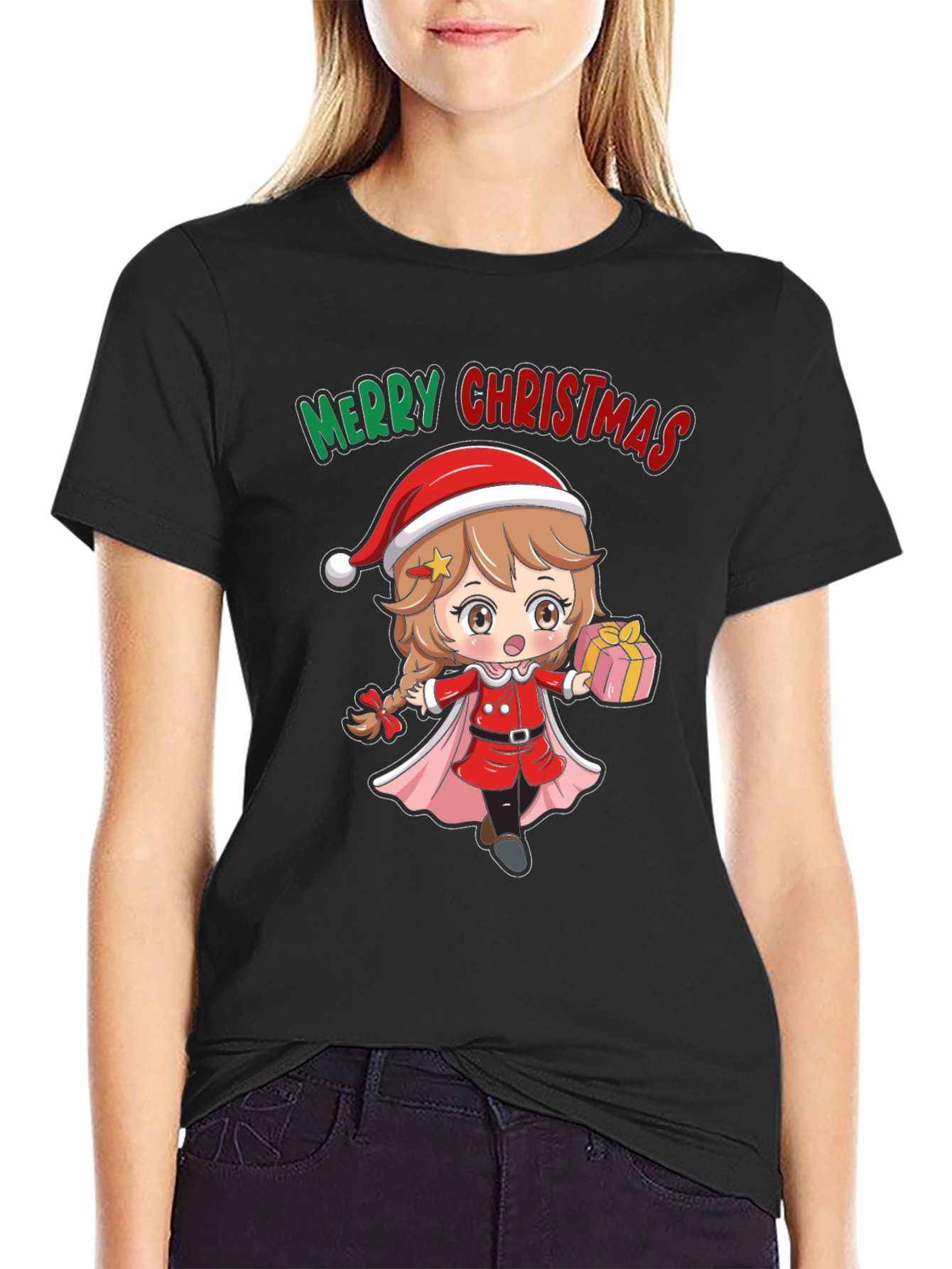 Camiseta Negra Navidad Anime