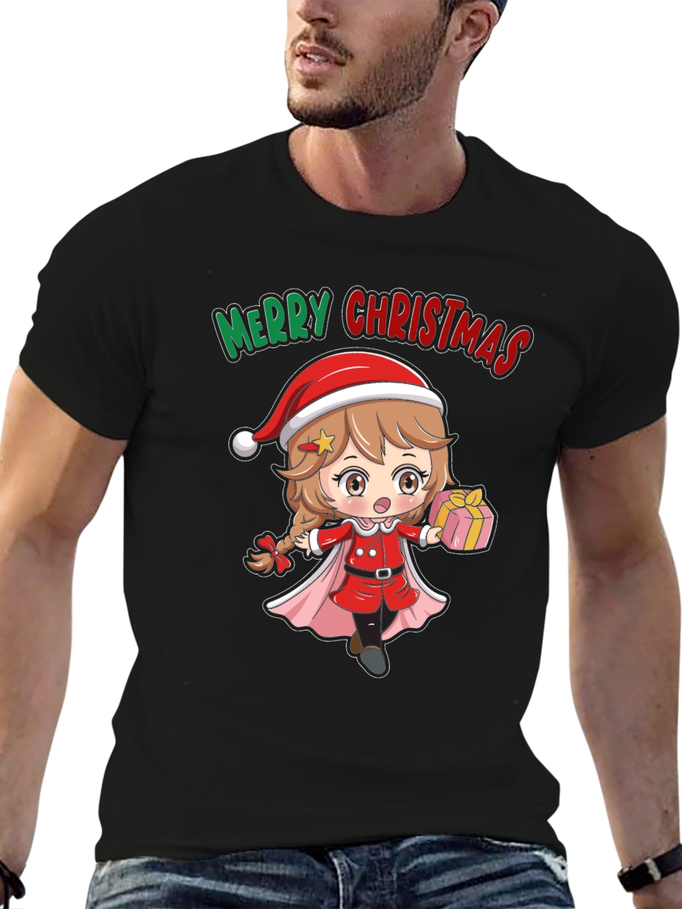 Camiseta Negra Navidad Anime