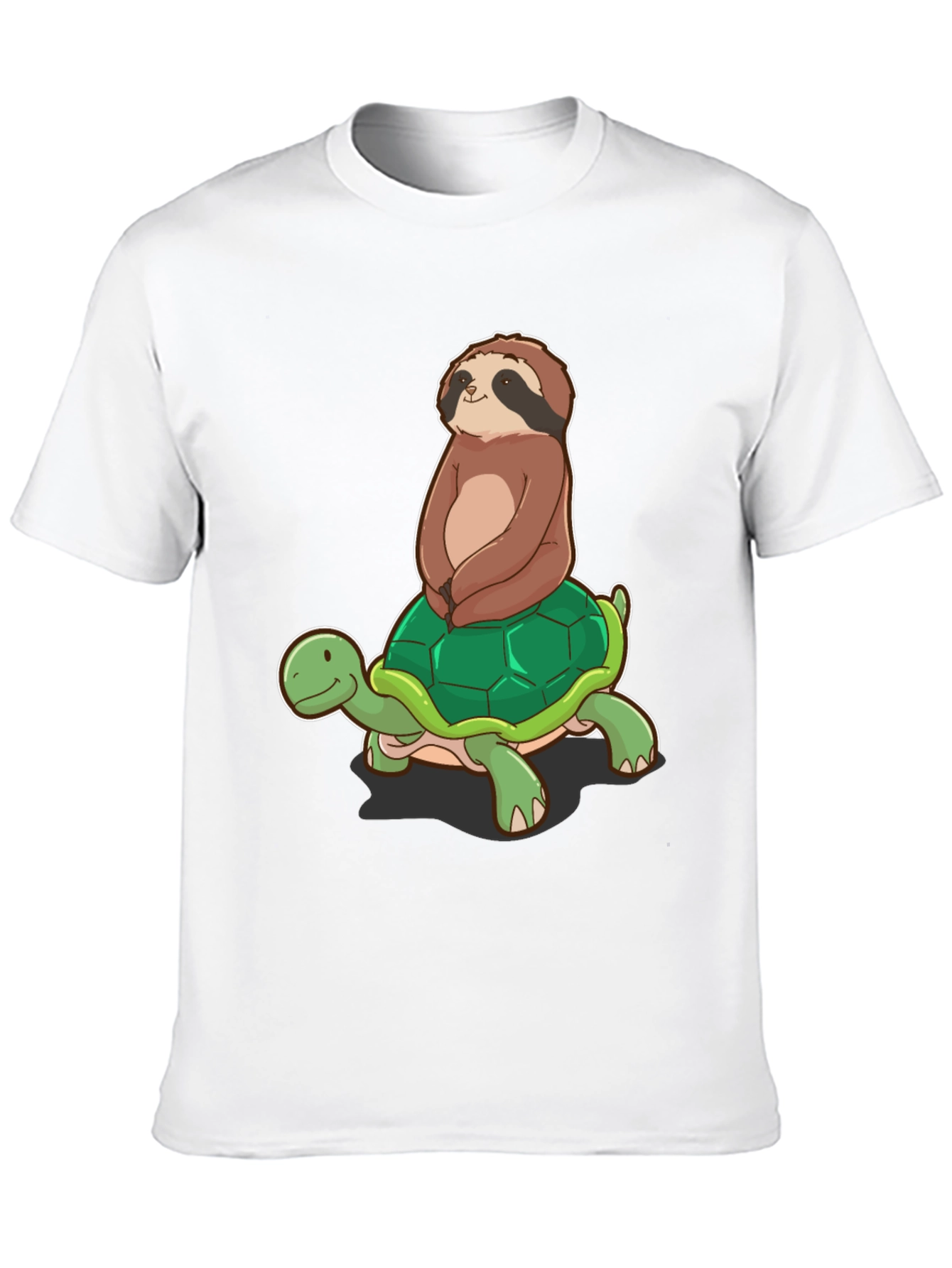 Camiseta Negra con Diseño de Perezoso en Tortuga