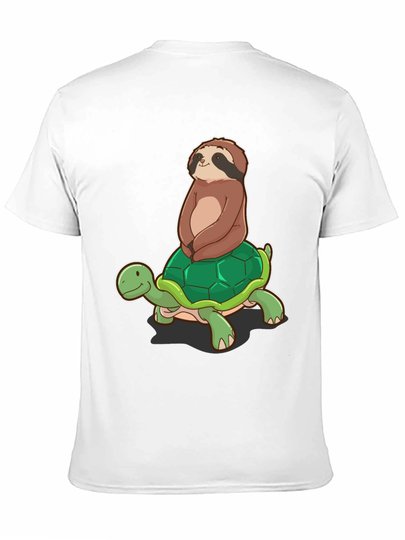 Camiseta Negra con Diseño de Perezoso en Tortuga