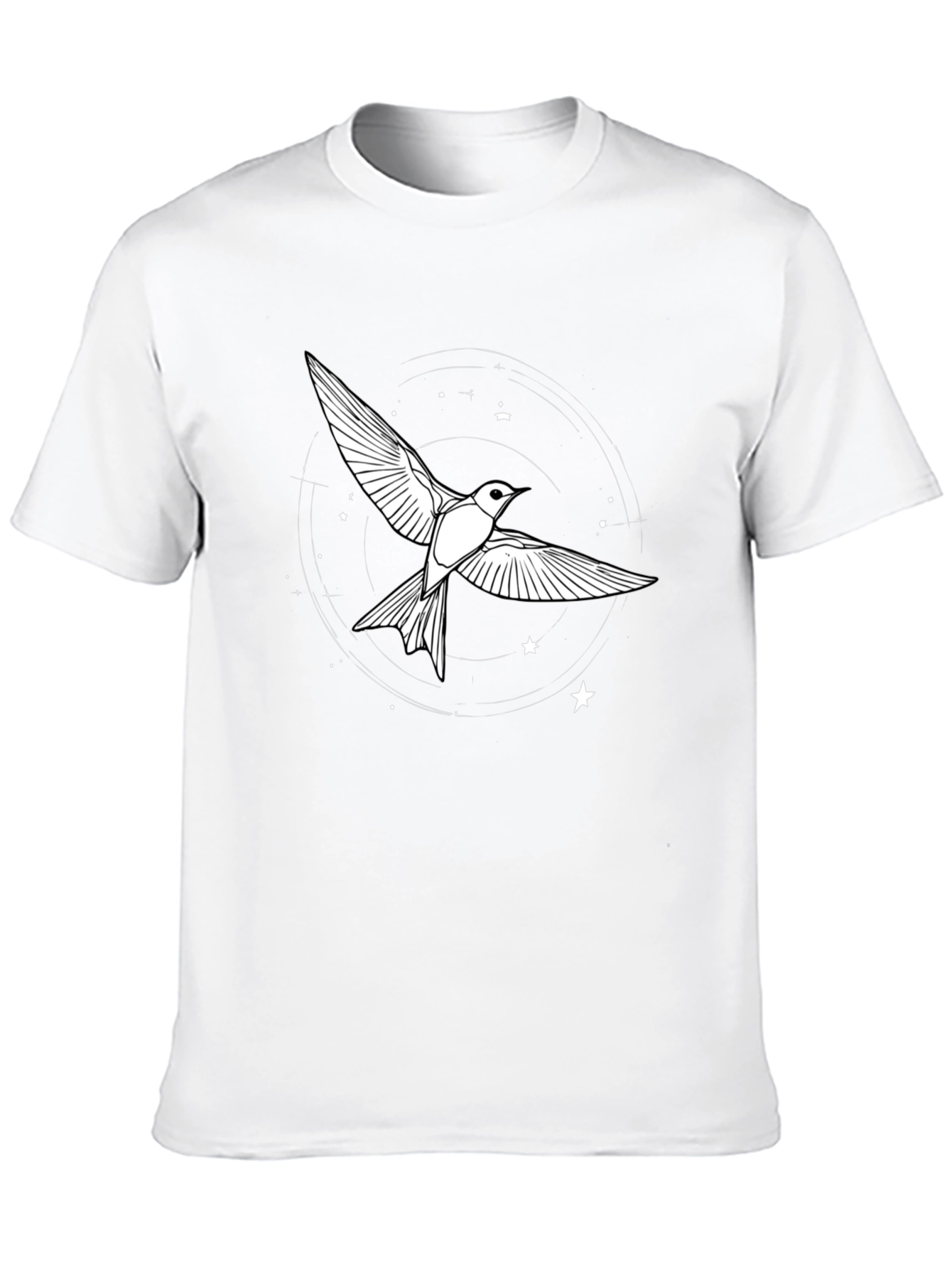 Camiseta Negra con Diseño de Pájaro Estelar