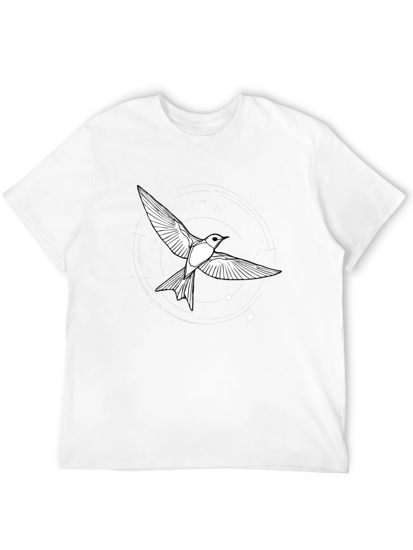 Camiseta Negra con Diseño de Pájaro Estelar