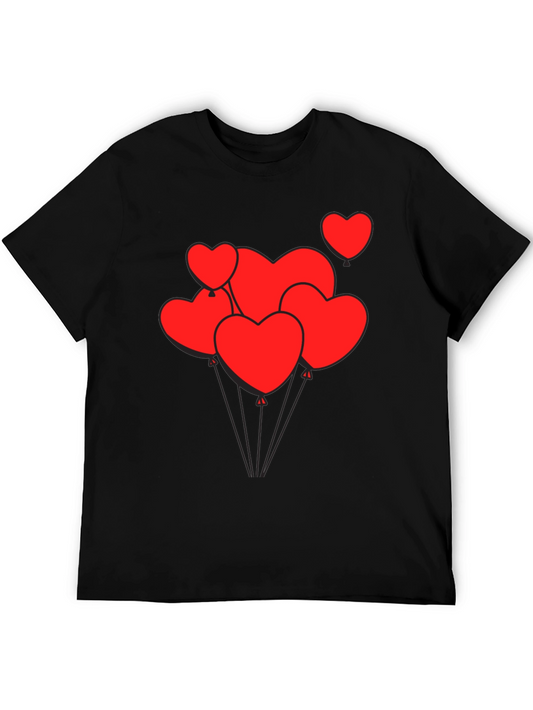 Camiseta Negra con Diseño de Corazones Rojos