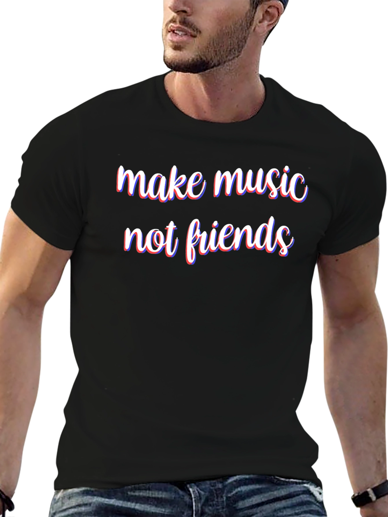 Camiseta Negra Haz Música No Amigos
