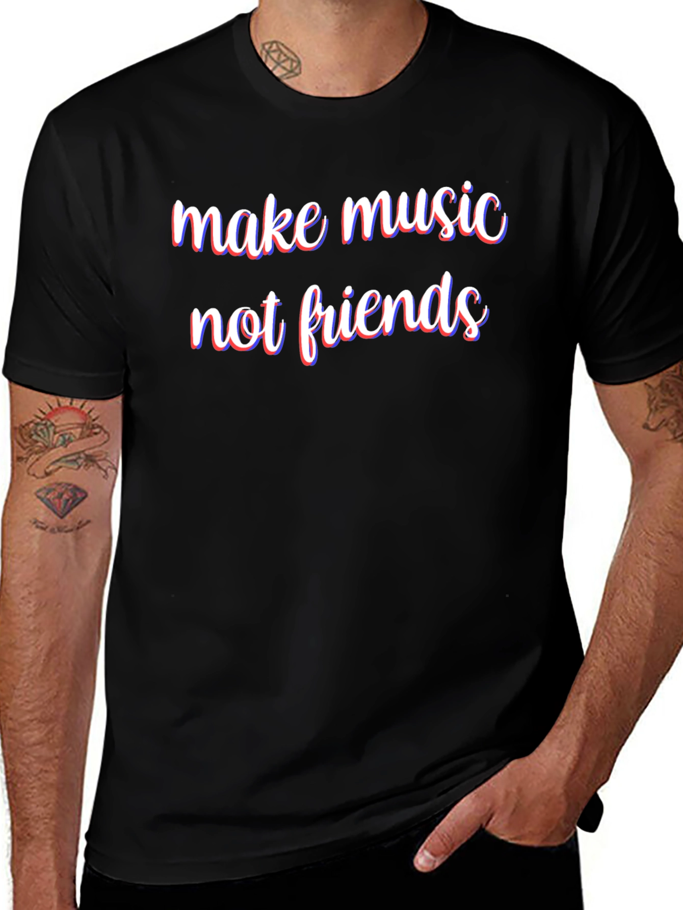 Camiseta Negra Haz Música No Amigos
