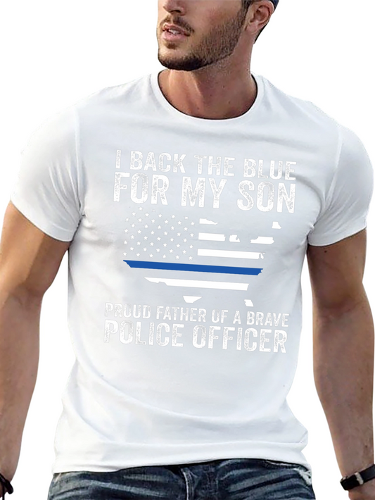 Camiseta Negra: Apoyo Azul para Mi Hijo Policía