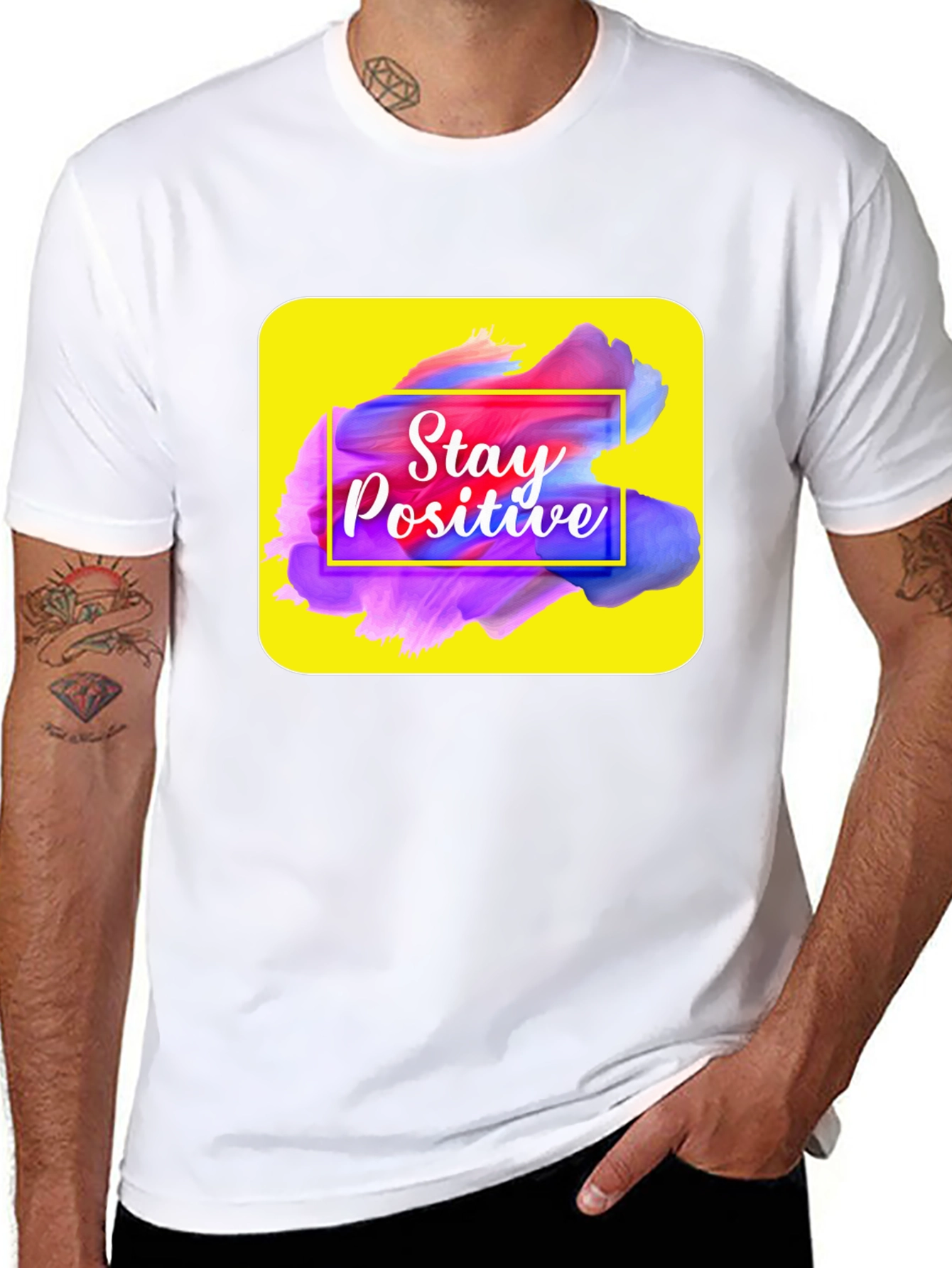 Camiseta Negra con Diseño Stay Positive