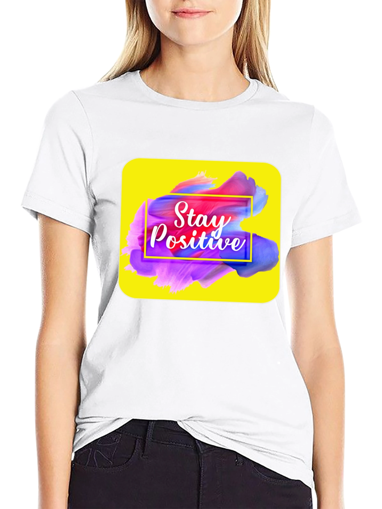 Camiseta Negra con Diseño Stay Positive