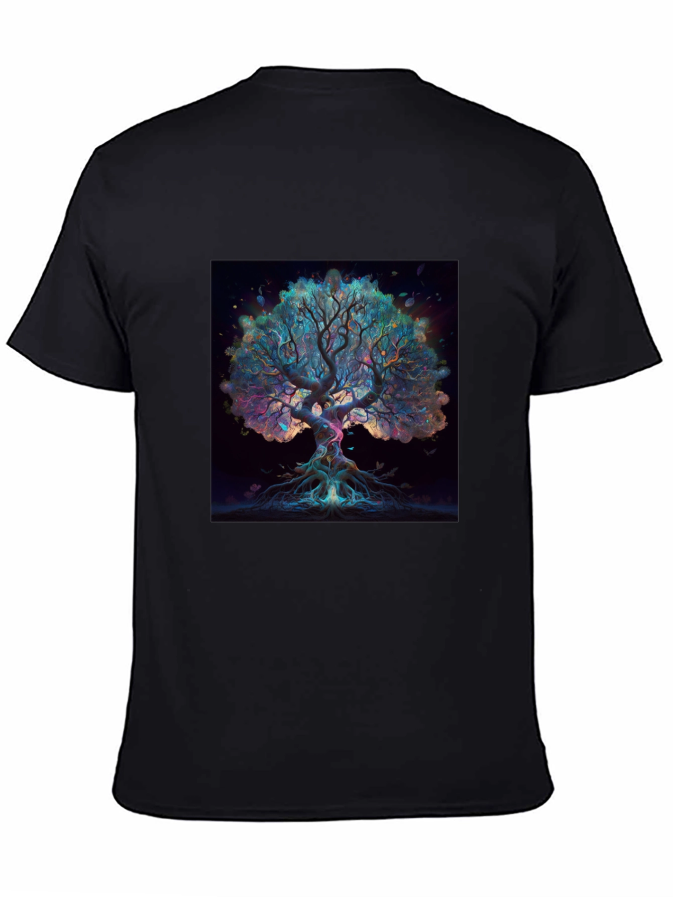 Camiseta Negra con Diseño de Árbol Místico