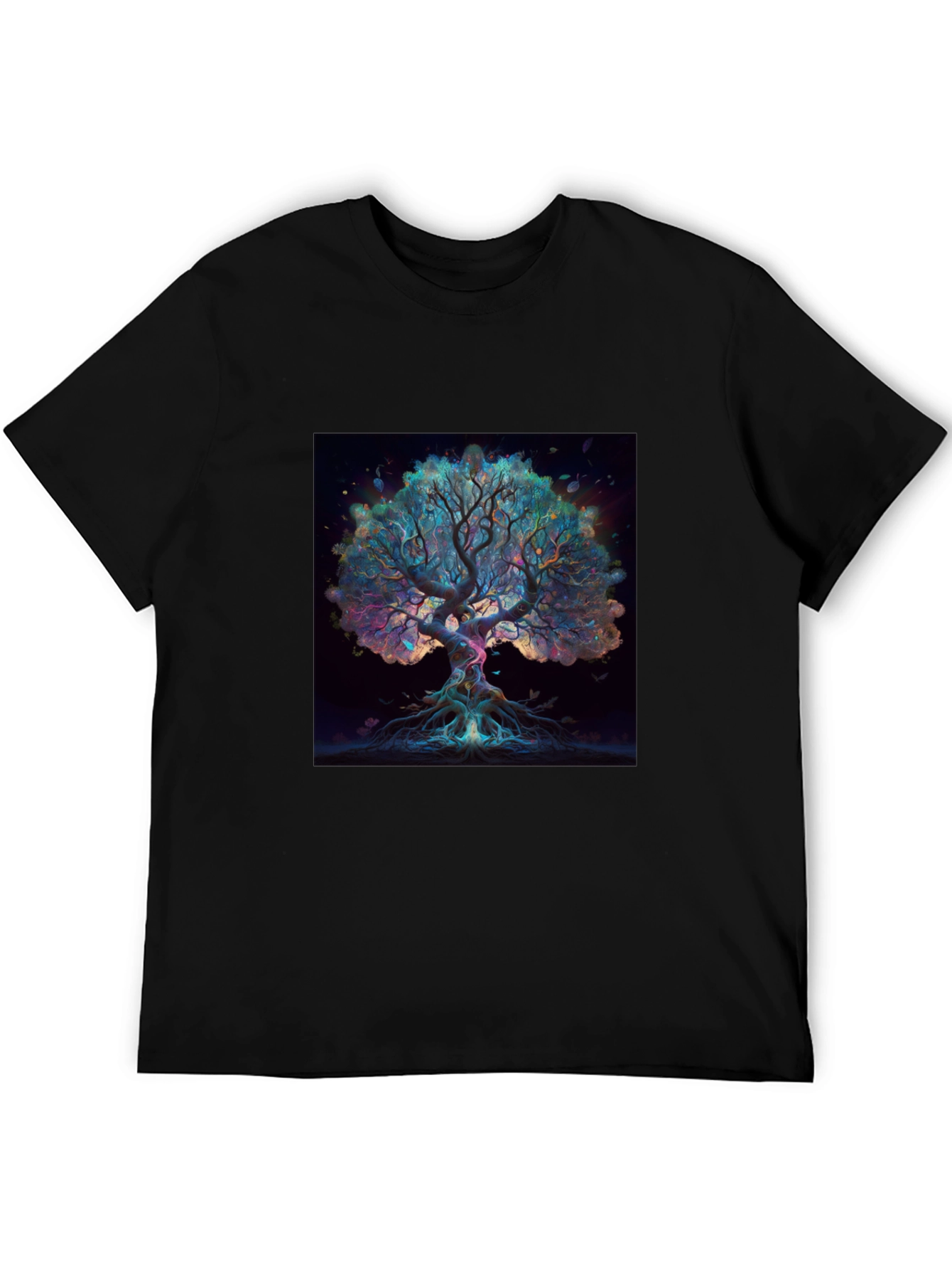 Camiseta Negra con Diseño de Árbol Místico