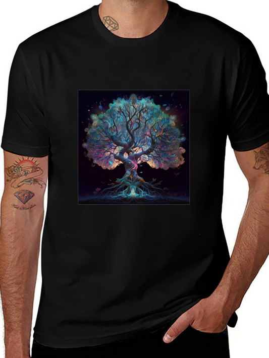 Camiseta Negra con Diseño de Árbol Místico