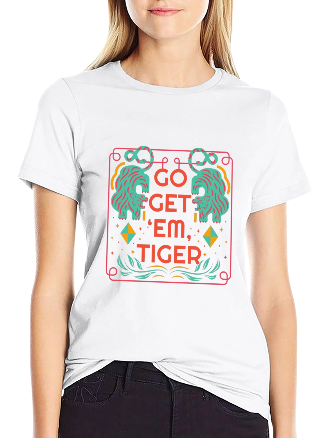 Camiseta Negra con Diseño Tigre Motivacional