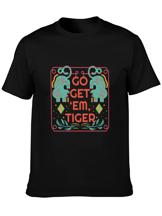 Camiseta Negra con Diseño Tigre Motivacional