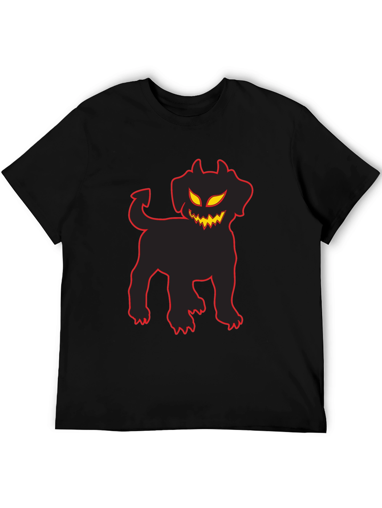 Camiseta Negra con Perro Diabólico Halloween