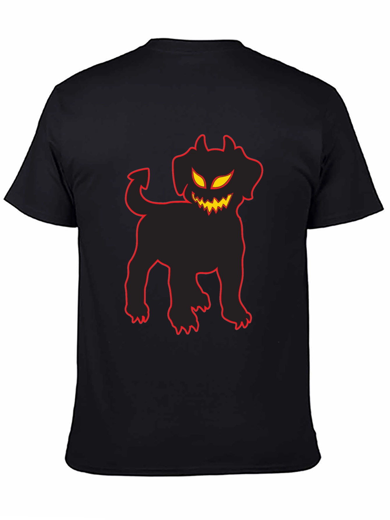 Camiseta Negra con Perro Diabólico Halloween